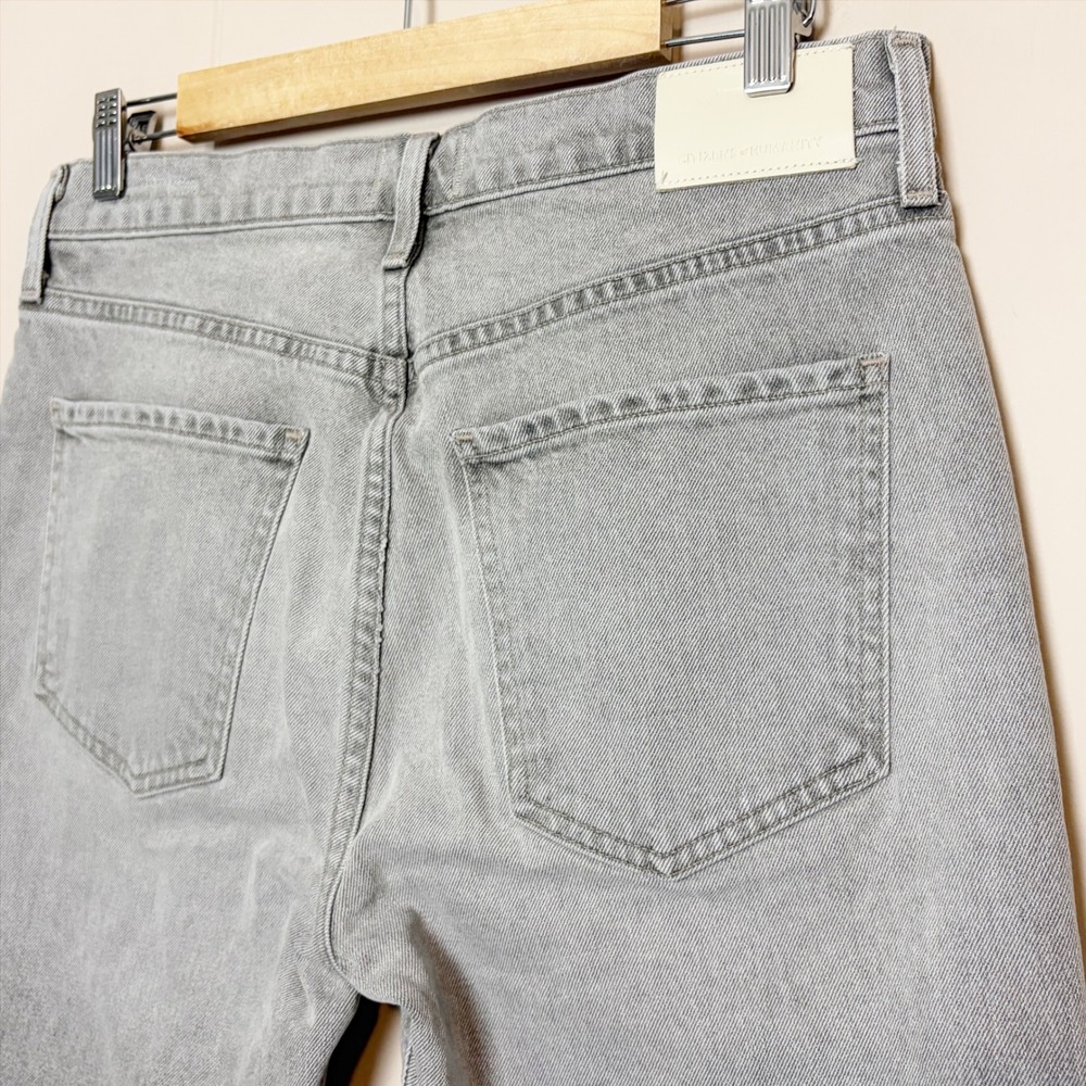 Citizens of Humanity Isola Straight Cropped Jeans 28 Faded Grey Raw Hem Frayed - Picture 7 of 10